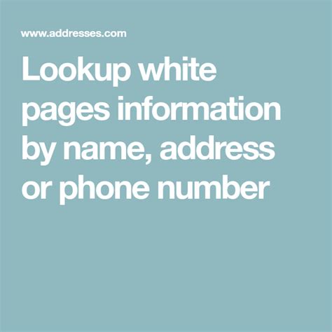 addresses and phone numbers white pages